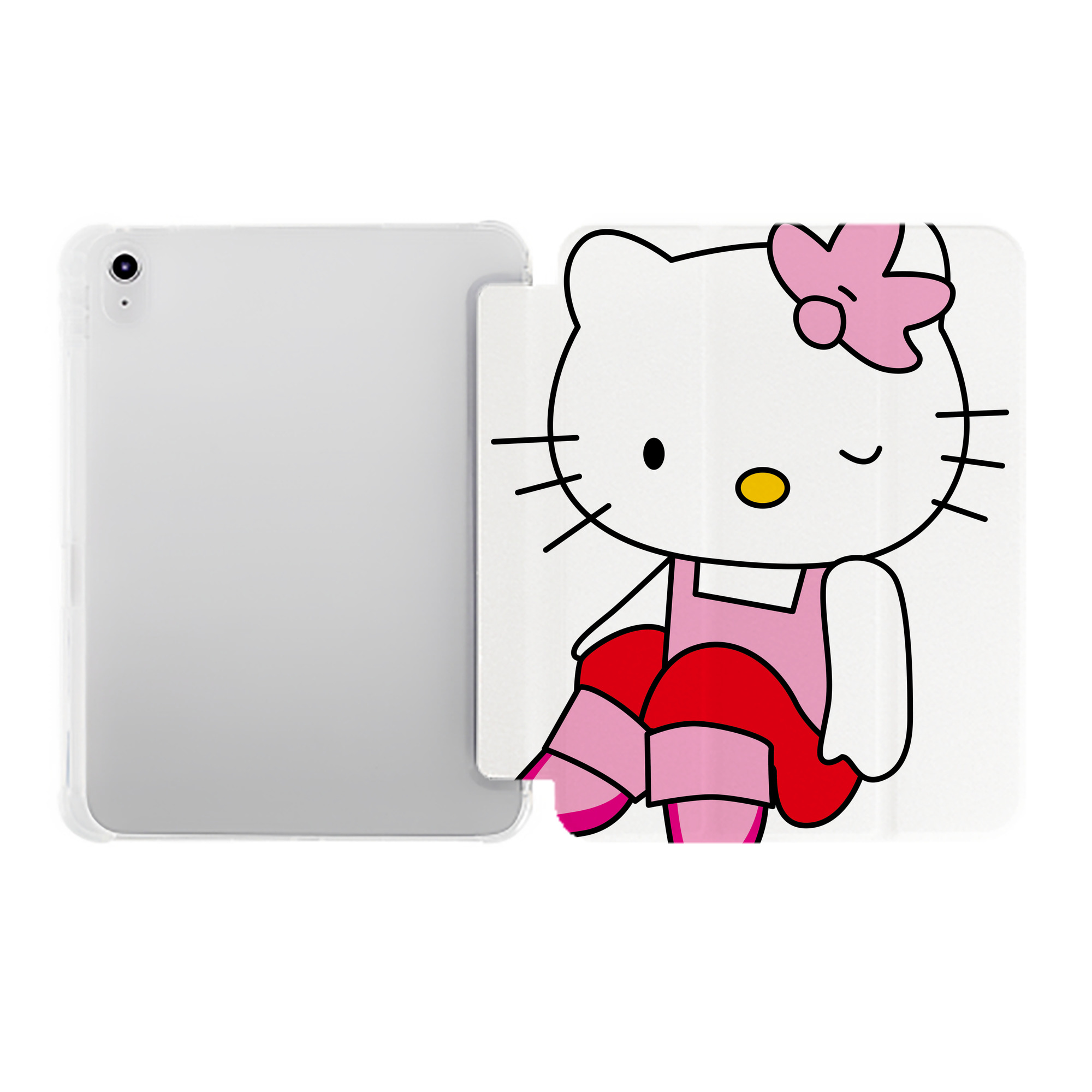 （画像用） Hello Kitty ハローキティ IPad ケース ペン収納付き 三つ折りスタンド PUレザー×シリコン 対応機種9.5/10.5/10.9インチ